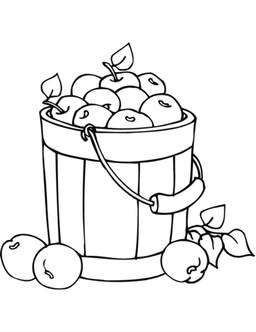 Apples In A Bucket Coloring Page